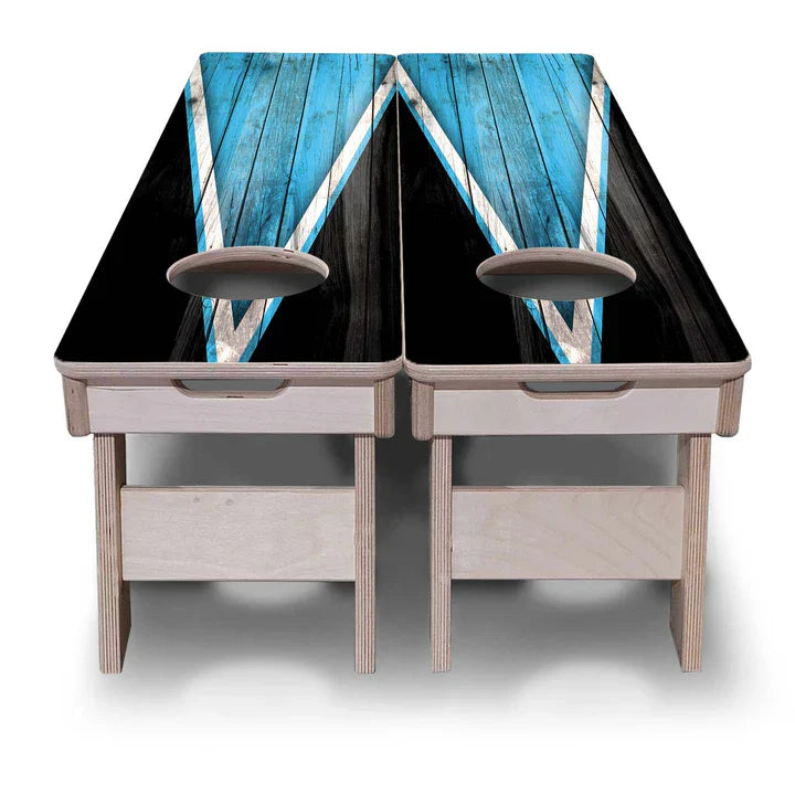 Cornhole Training Boards - Sky Blue and Black